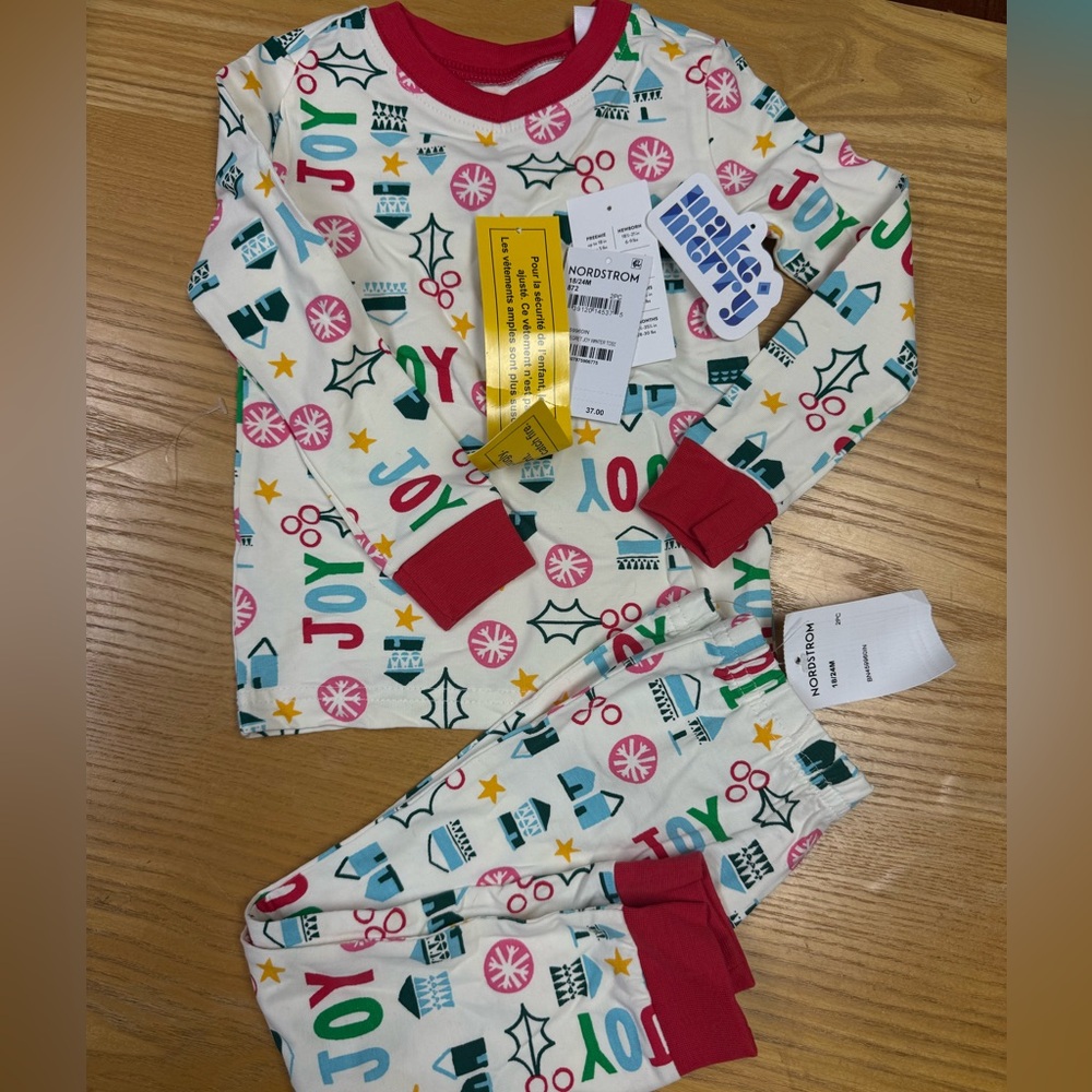 Nordstrom Kids Christmas holiday Pajama Set with Joyful Print boys girls baby